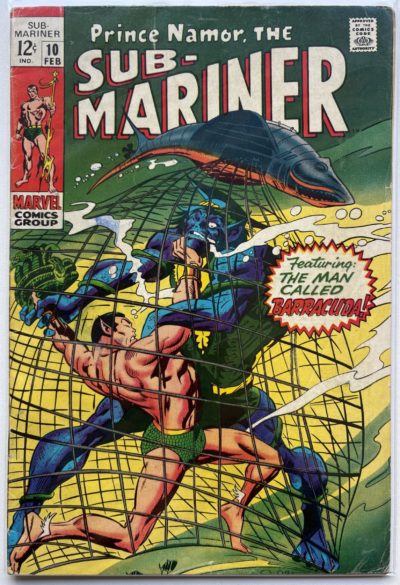 Sub-Mariner #10 (1969) Silver Age – 1st Appearance of Barracuda – Marie Severin Cover