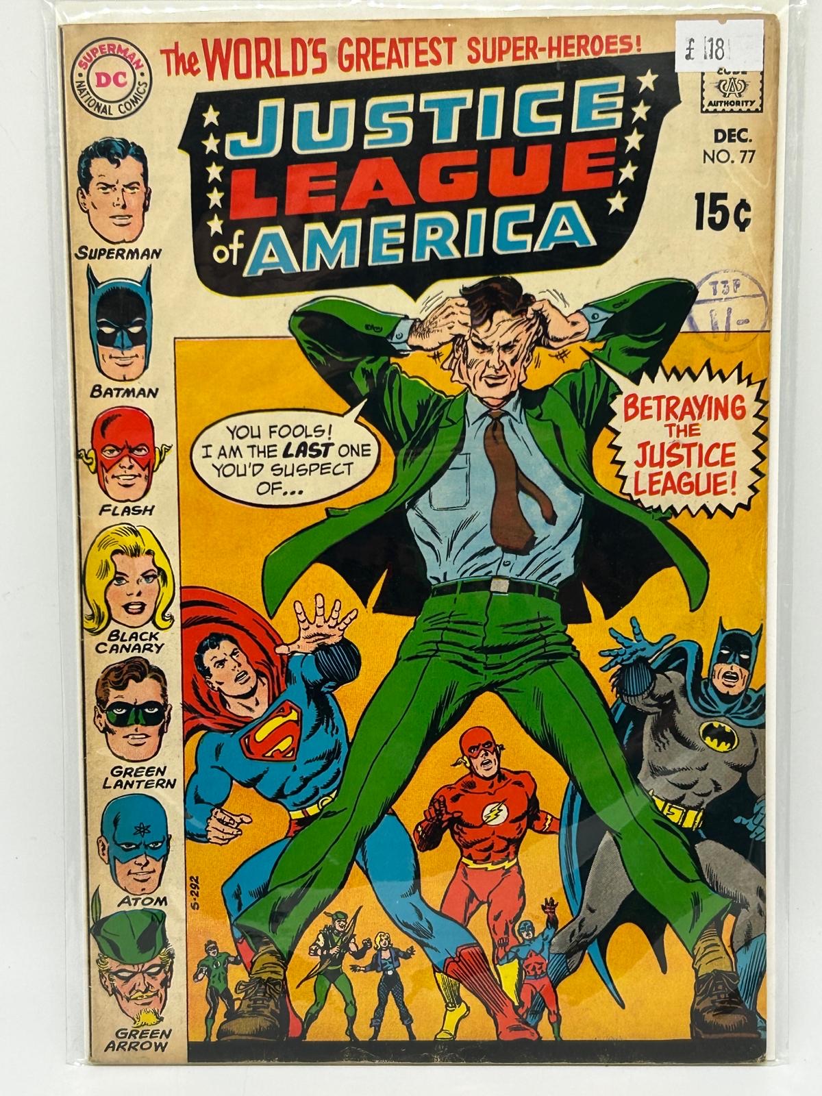 Justice League of America #77 (1969) Silver Age DC Comics – Betraying the Justice League Cover