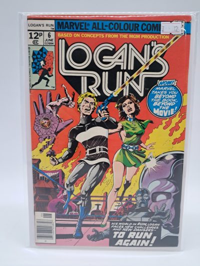 Marvel Comics Logan's Run No. 6 – June 1977 – UK Price Variant Comic Book – Based on the MGM Production