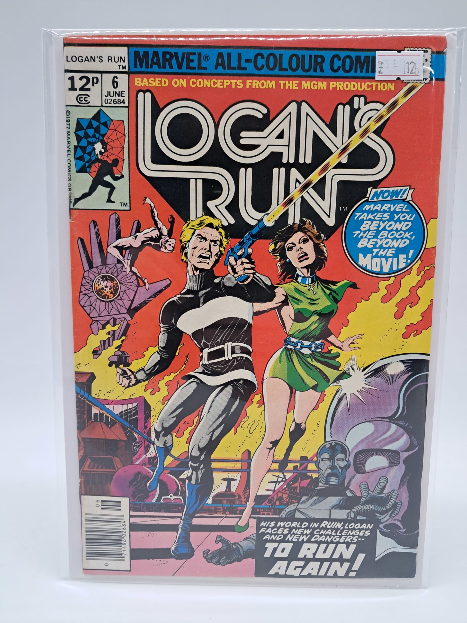 Marvel Comics Logan's Run No. 6 – June 1977 – UK Price Variant Comic Book – Based on the MGM Production