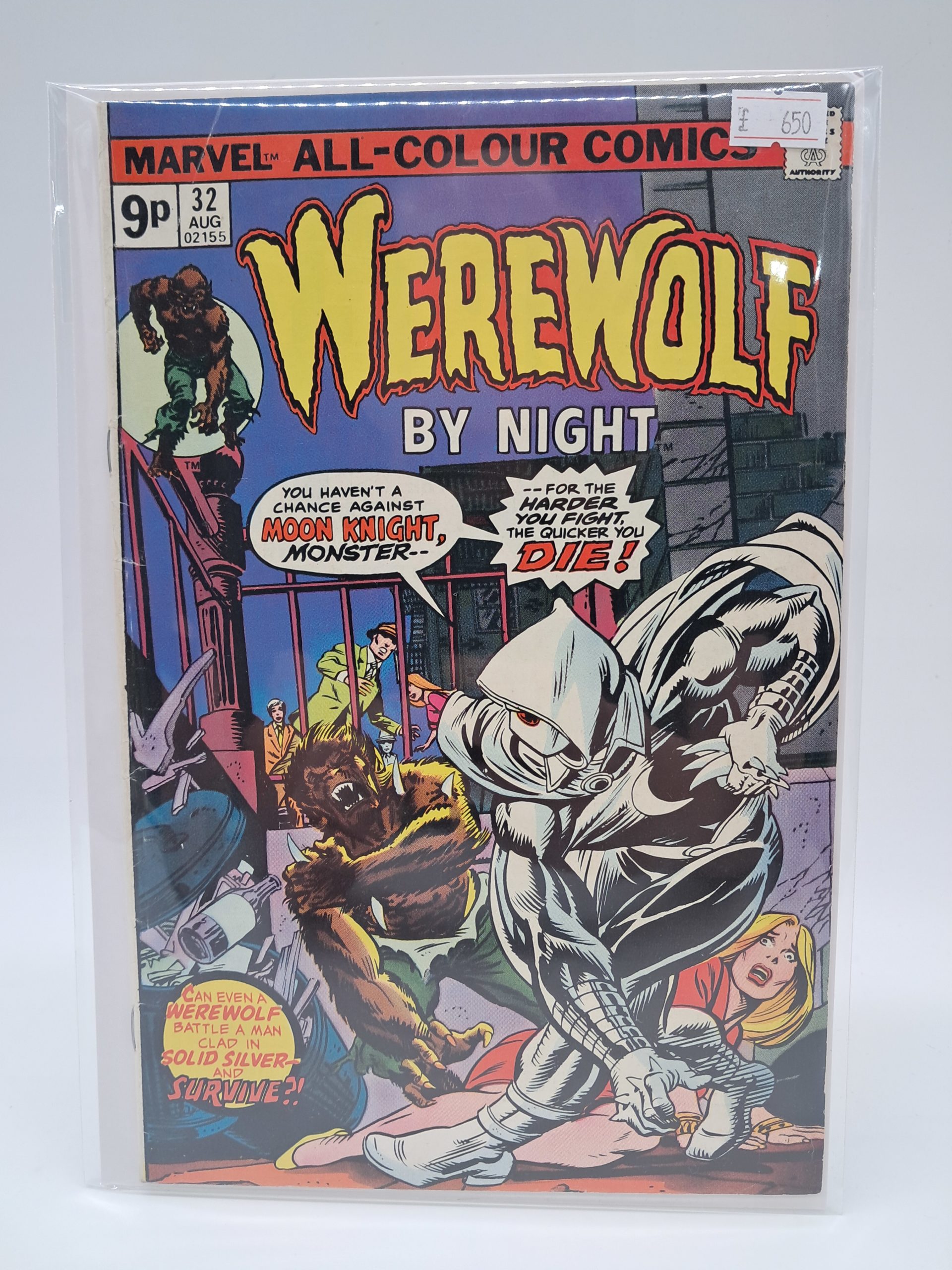 Marvel – Werewolf By Night No. 32 – Comic Book – August 1975 UK Price Variant – Moon Knight Appearance