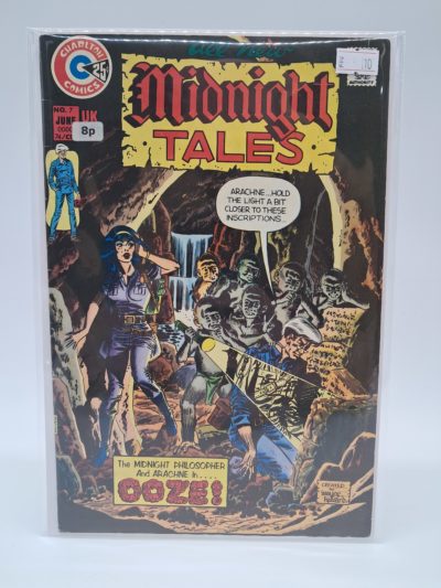 Charlton Comics Midnight Tales #7 (June 1973) UK Price Variant Horror Comic – The Midnight Philosopher and Arachne in "Ooze!"