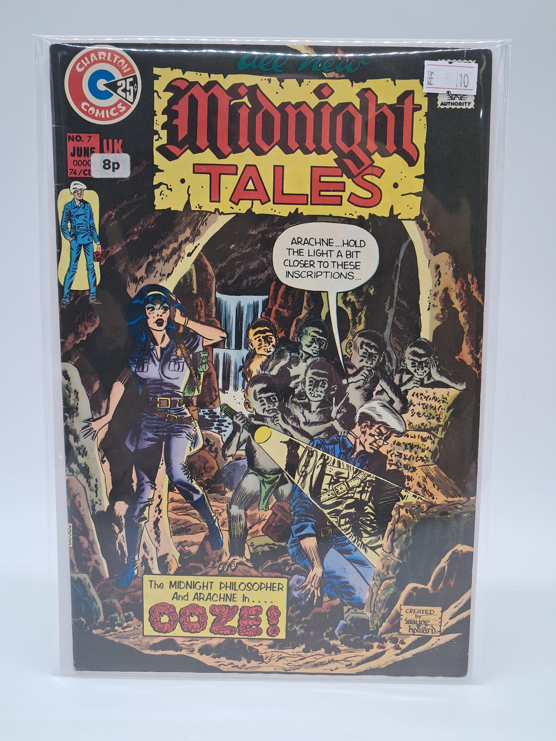 Charlton Comics Midnight Tales #7 (June 1973) UK Price Variant Horror Comic – The Midnight Philosopher and Arachne in "Ooze!"