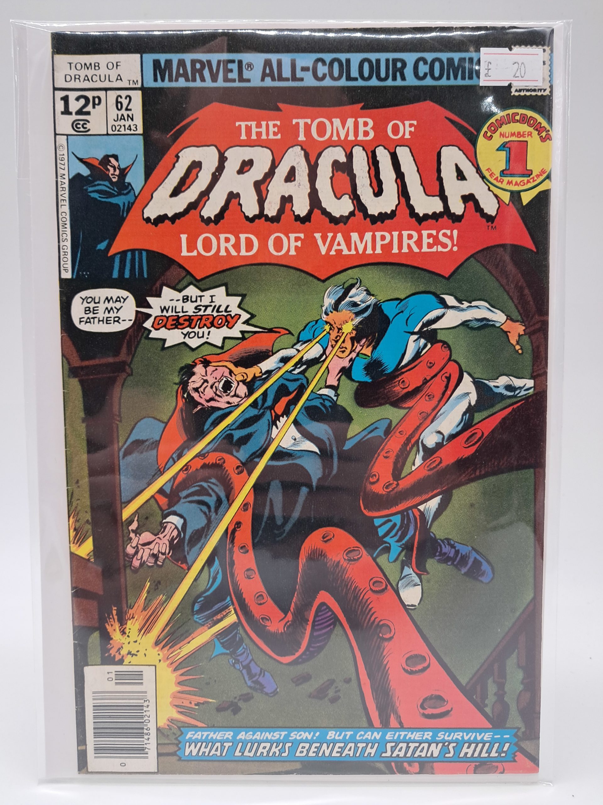 Marvel The Tomb of Dracula #62 (January 1977) UK Price Variant 12p Comic – Lord of Vampires Cover