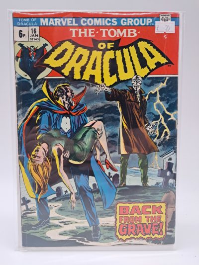 Marvel The Tomb of Dracula #16 (1974) UK Price Variant Comic Book – "Back From the Grave!" – Bronze Age Horror