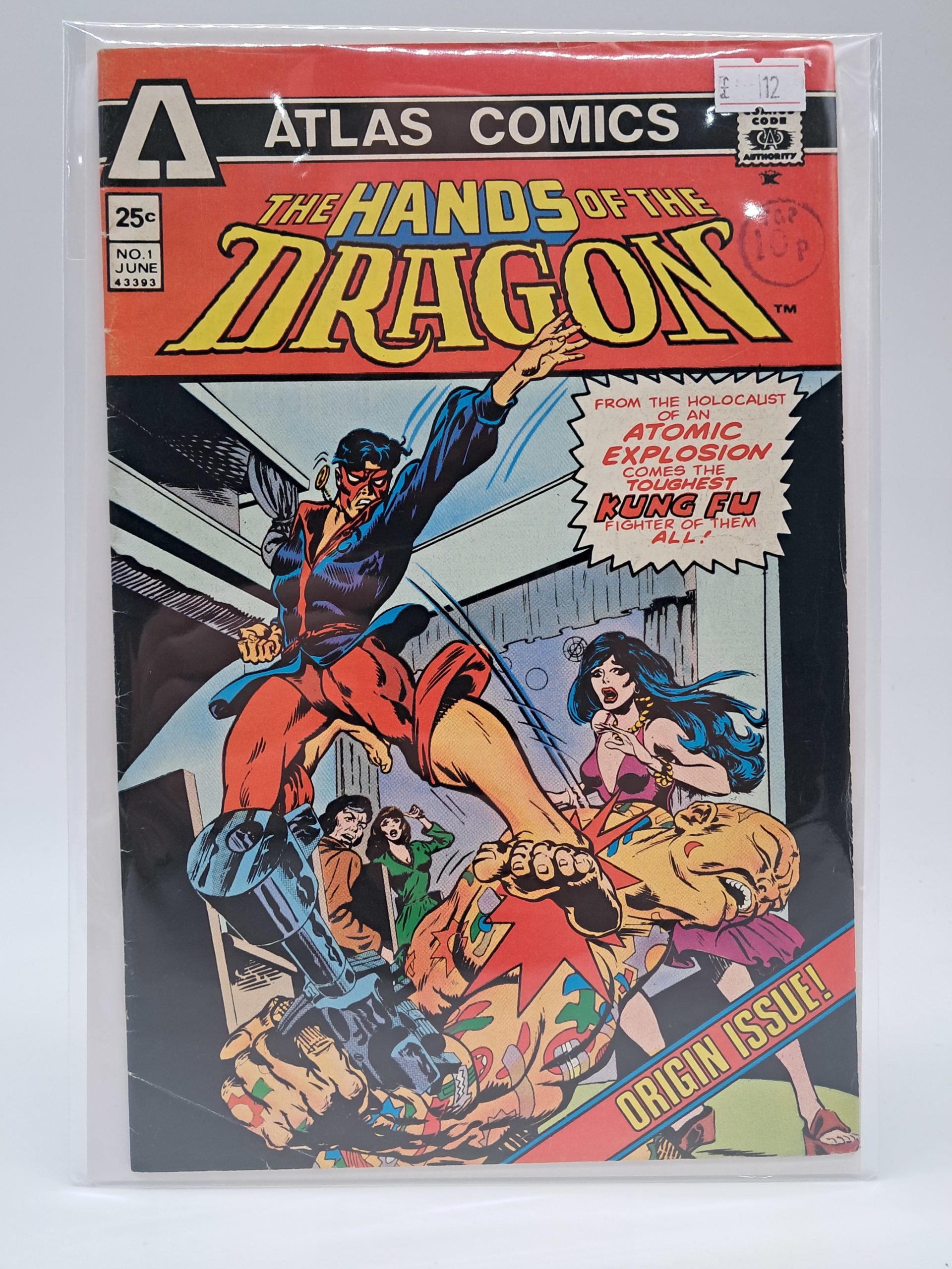 Atlas Comics The Hands of the Dragon #1 Origin Issue UK Price Variant Comic (June 1975)