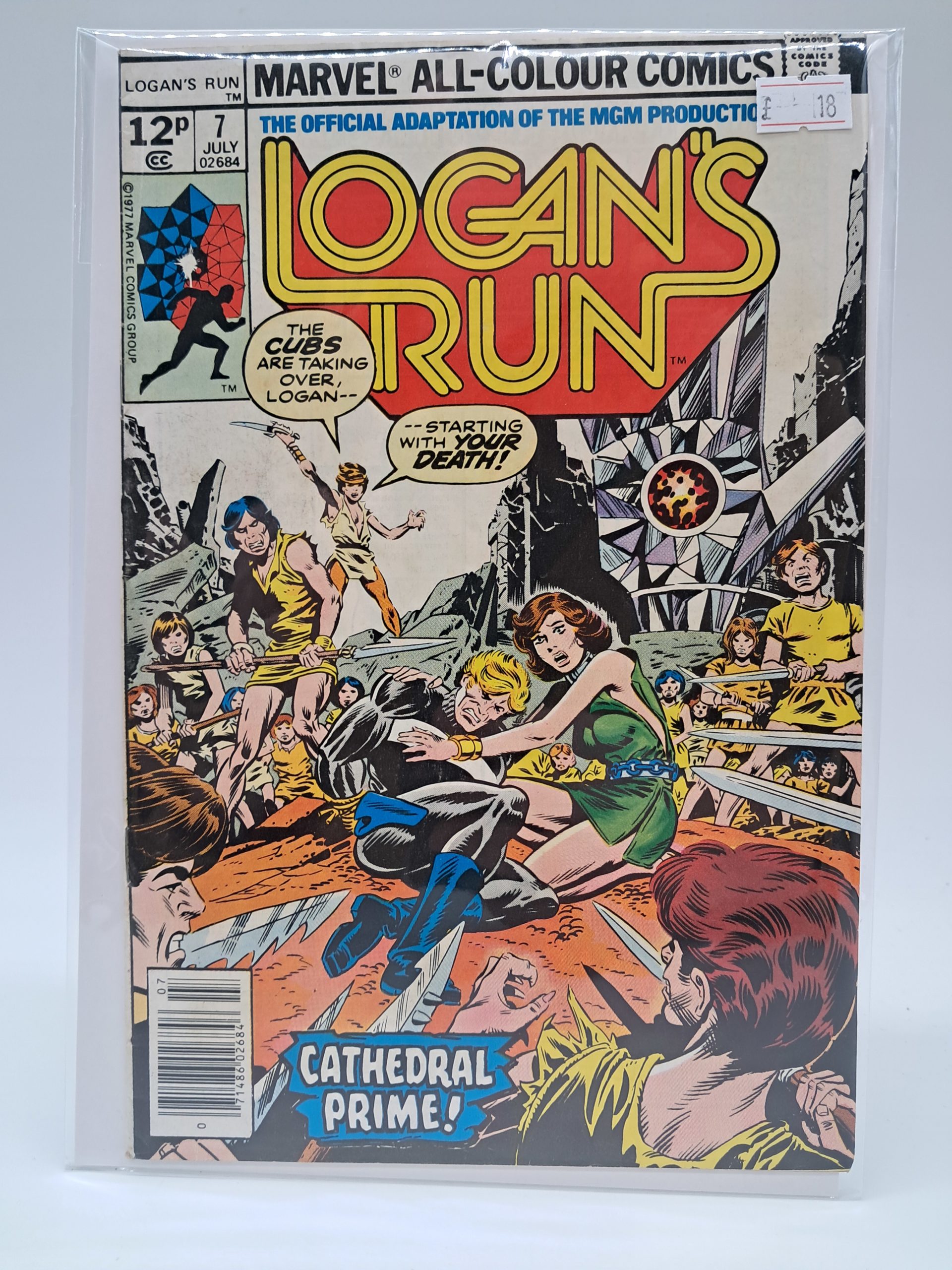 Marvel All-Colour Comics Logan's Run #7 UK Price Variant 12p Issue July 1977 Vintage Comic