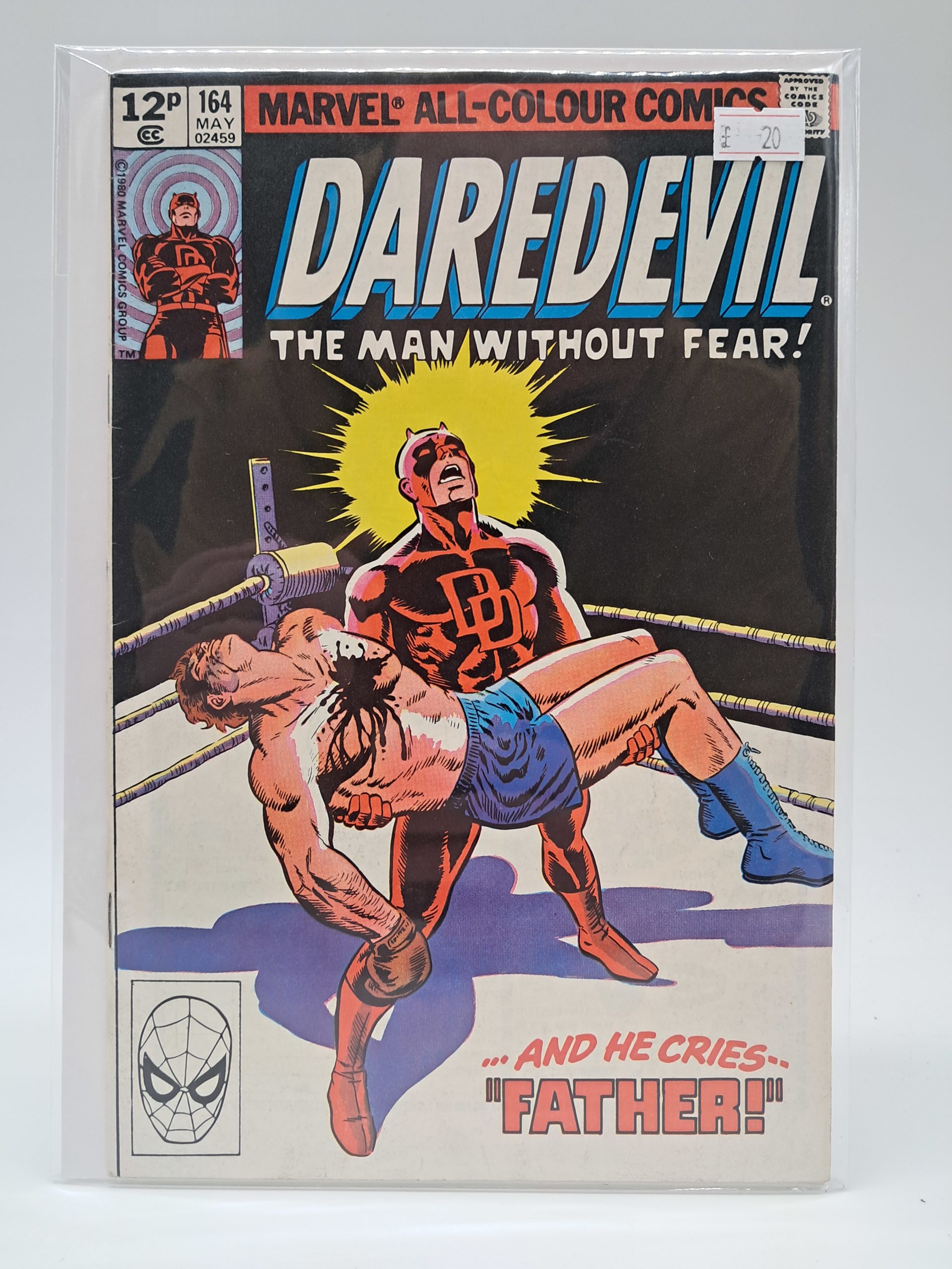 Marvel All-Colour Comics Daredevil #164 (May 1980) UK Price Variant Vintage Bronze Age Comic Book – "...And He Cries... Father!"