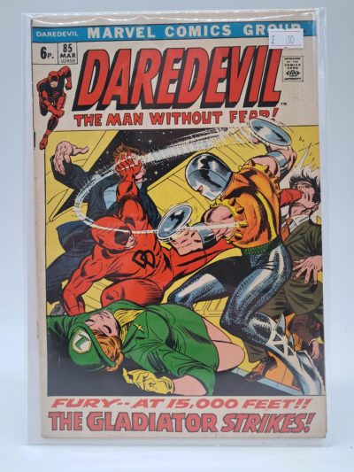 Marvel Comics Group Daredevil #85 (March 1972) UK Price Variant Vintage Bronze Age Comic Book โ The Gladiator Strikes!