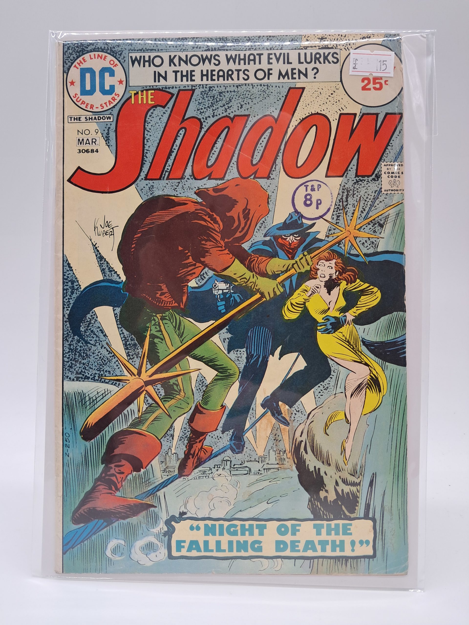 DC Comics – The Shadow #9 – March 1975 – Bronze Age Comic Book – "Night of the Falling Death!"