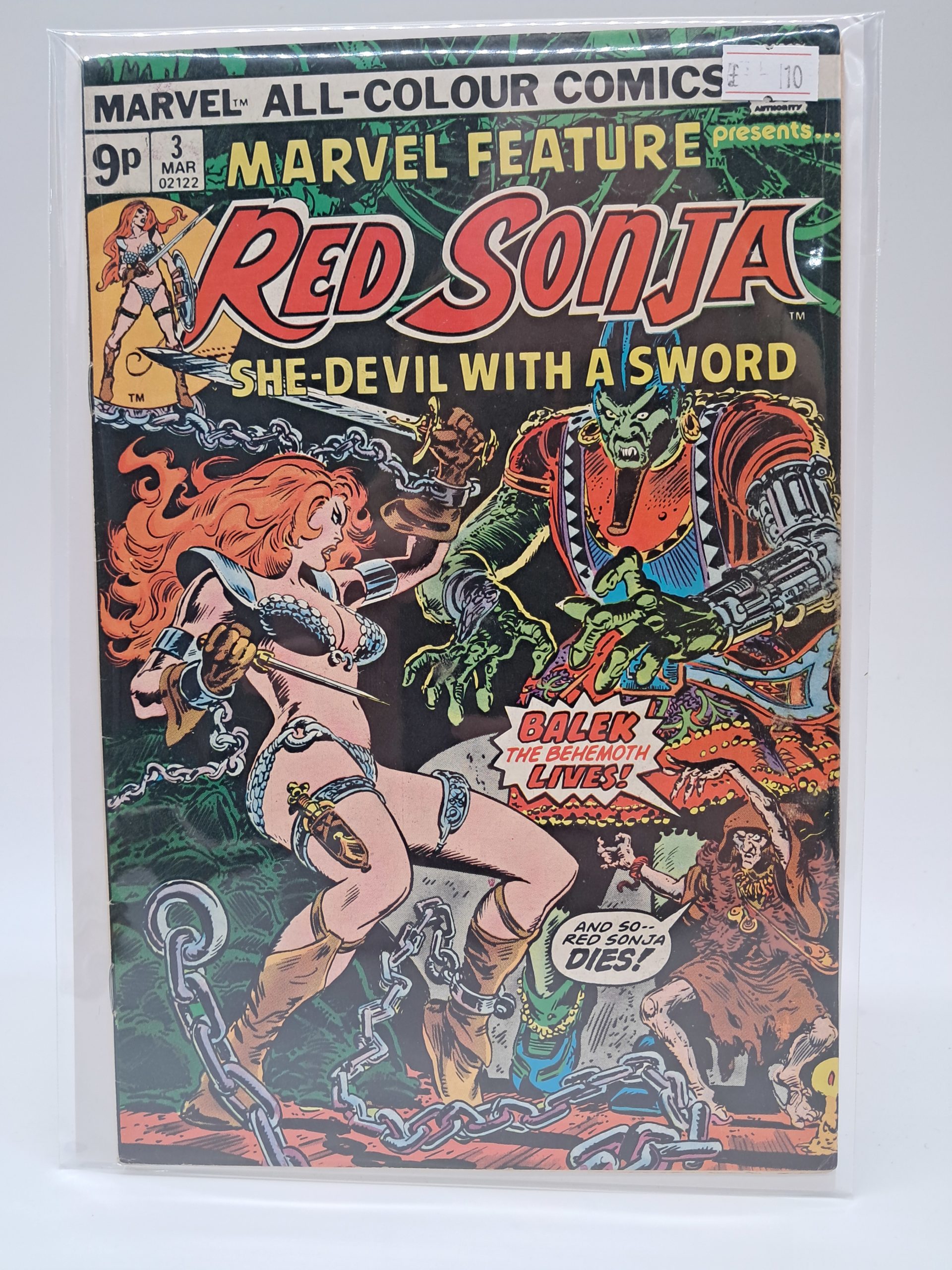 Marvel Feature Presents Red Sonja #3 (March 1976) UK Price Variant Comic – She-Devil with a Sword
