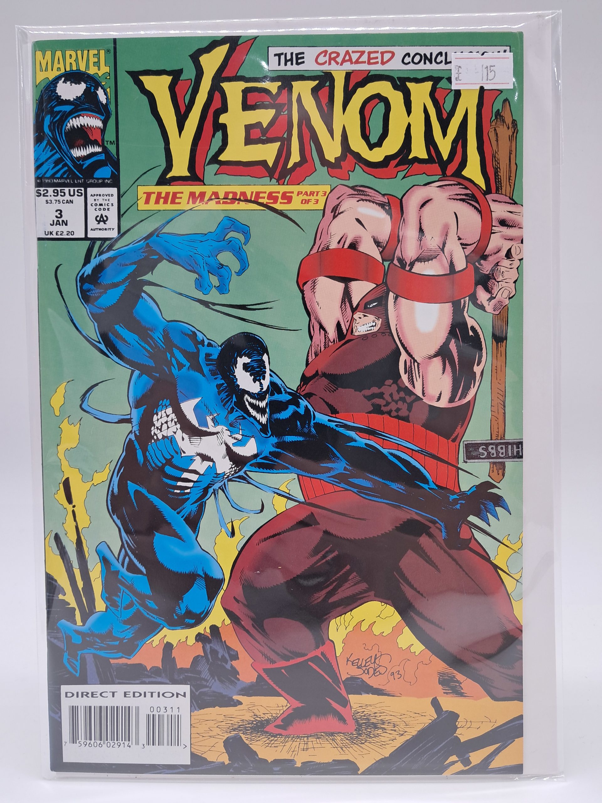 Venom #3 (1994) The Madness Part 3 Marvel Comics First Printing Direct Edition Comic Book
