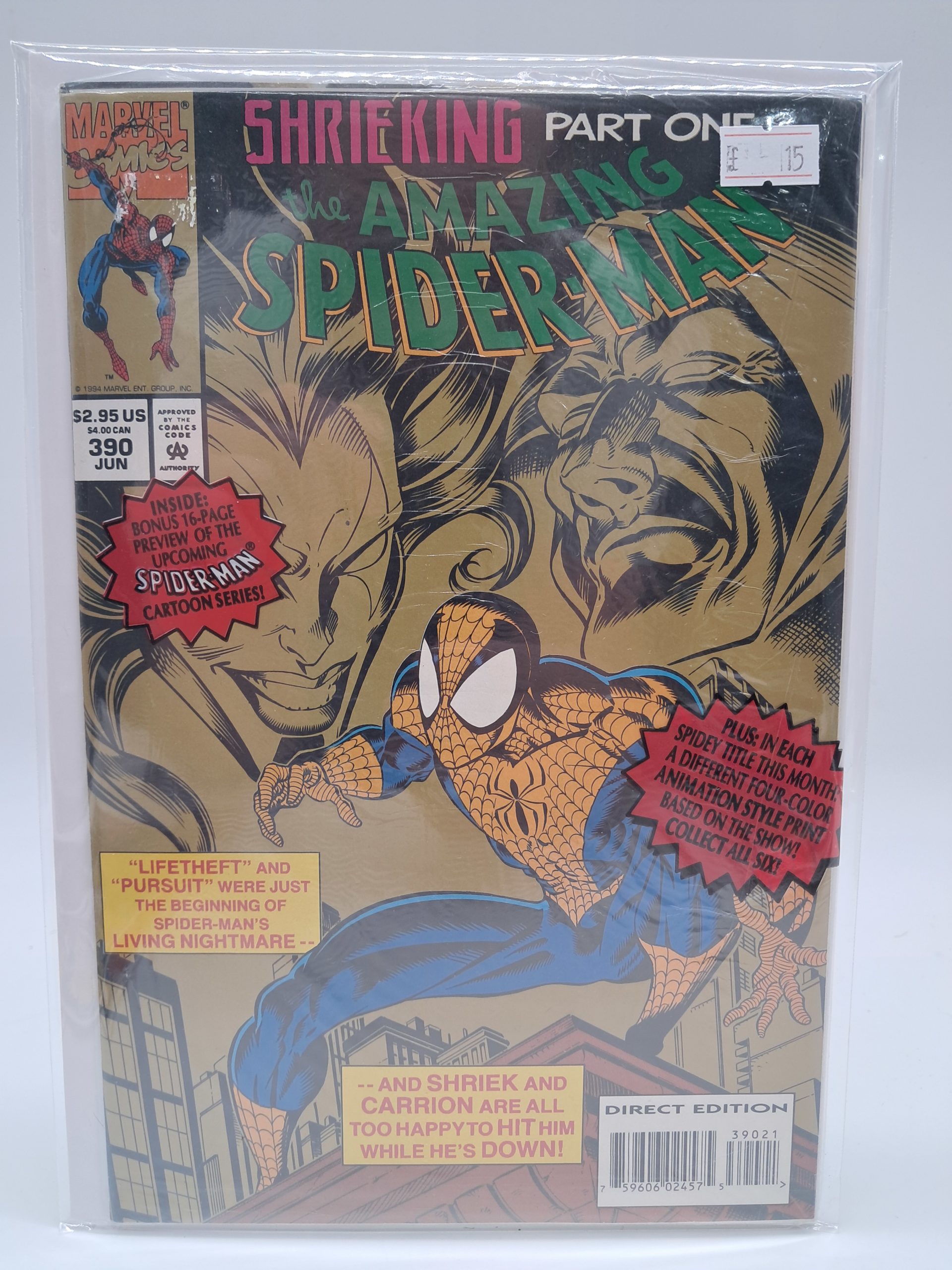 The Amazing Spider-Man #390 - Marvel Comics (1994) Direct Edition – Shrieking Part One