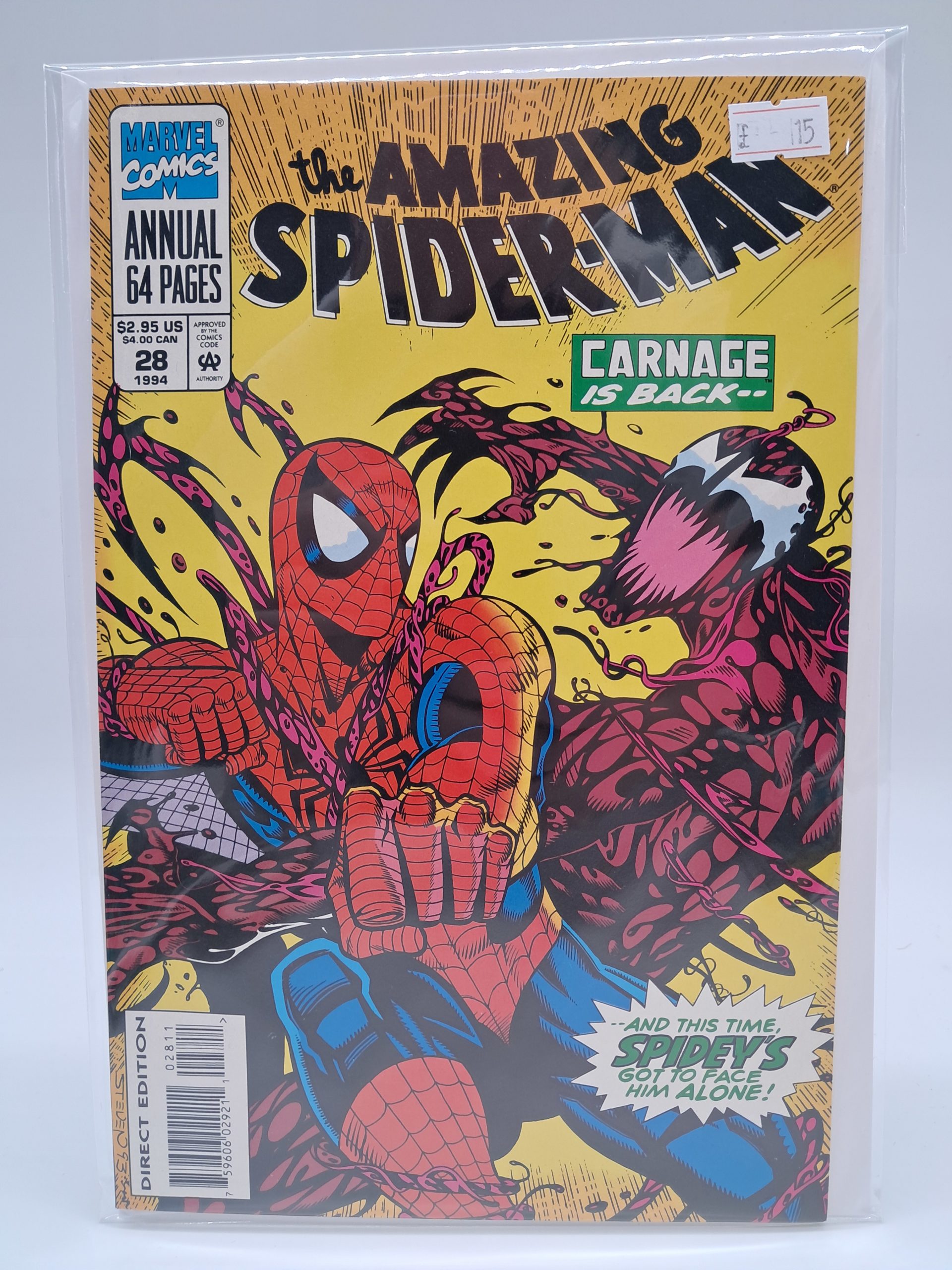 The Amazing Spider-Man, Marvel Comics, Annual #28 (1994) Direct Edition – Carnage Is Back