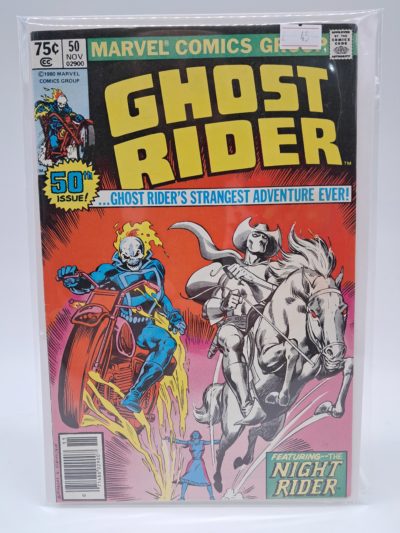 Marvel Comics Ghost Rider #50 – 50th Issue – Featuring The Night Rider – Bronze Age Comic Book