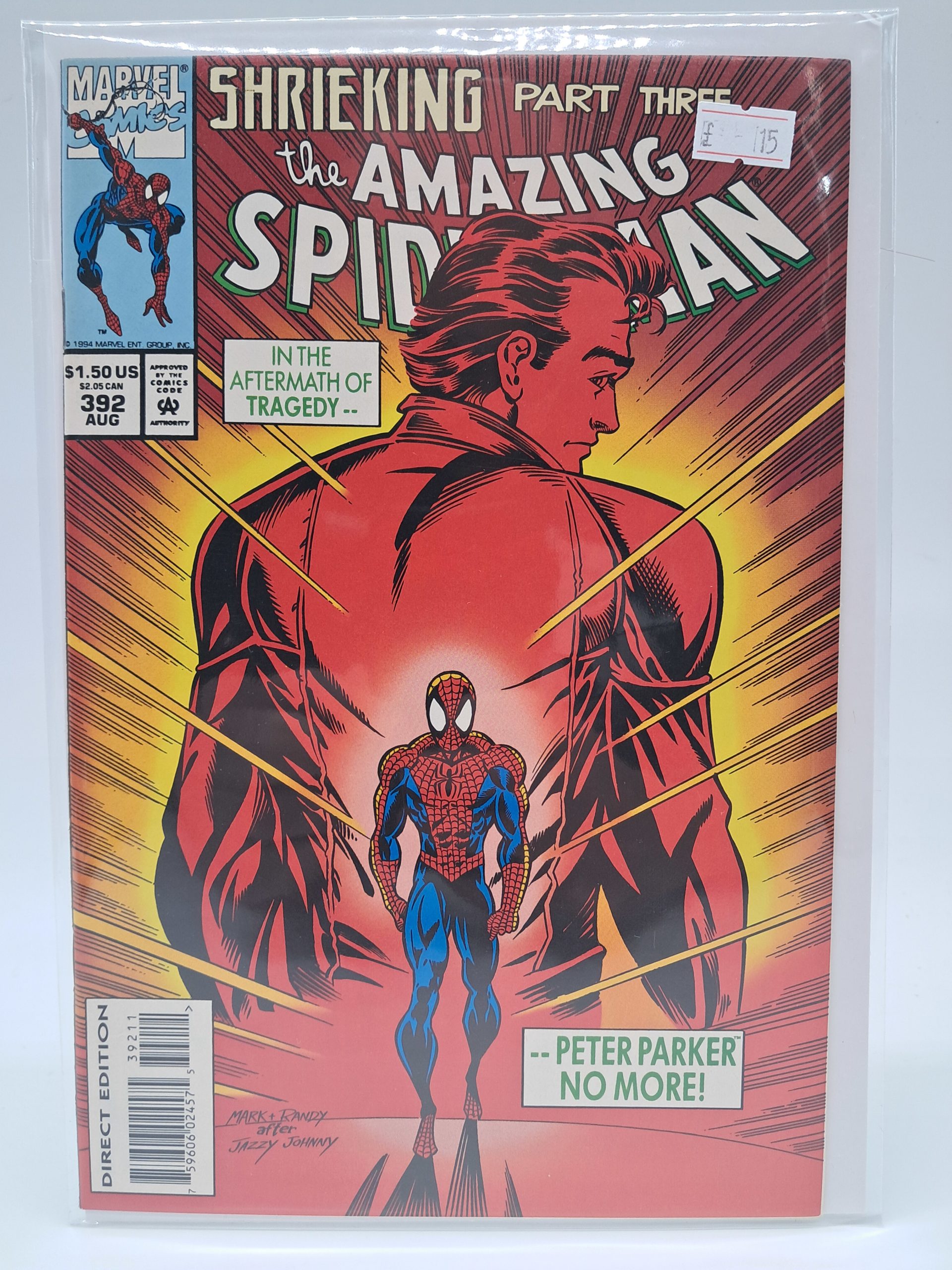 The Amazing Spider-Man #392, Marvel Comics – Shrieking Part Three – Direct Edition Comic Book