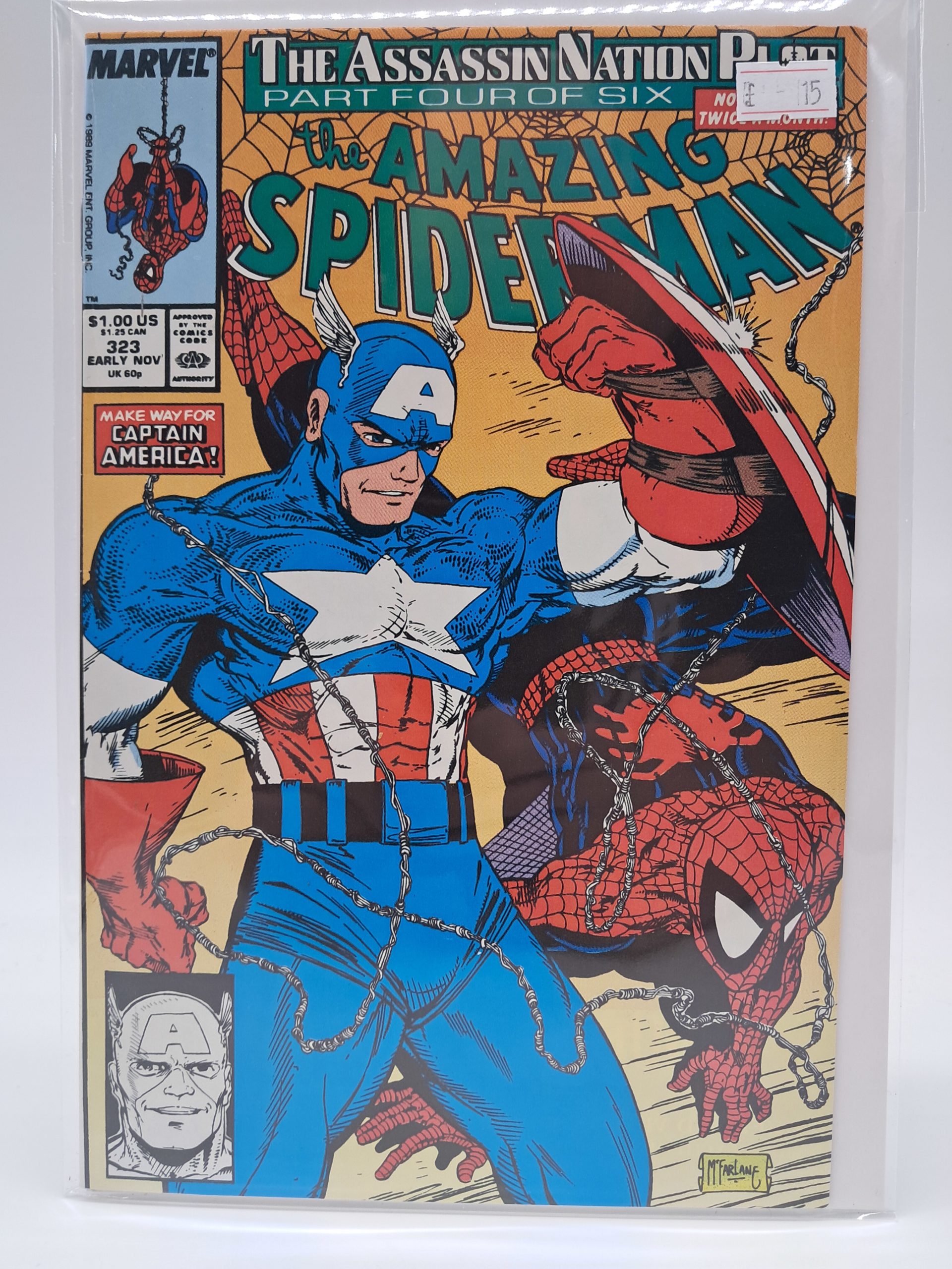 The Amazing Spider-Man #323, Marvel Comics – Assassin Nation Plot Part 4 of 6 – Captain America – November 1989