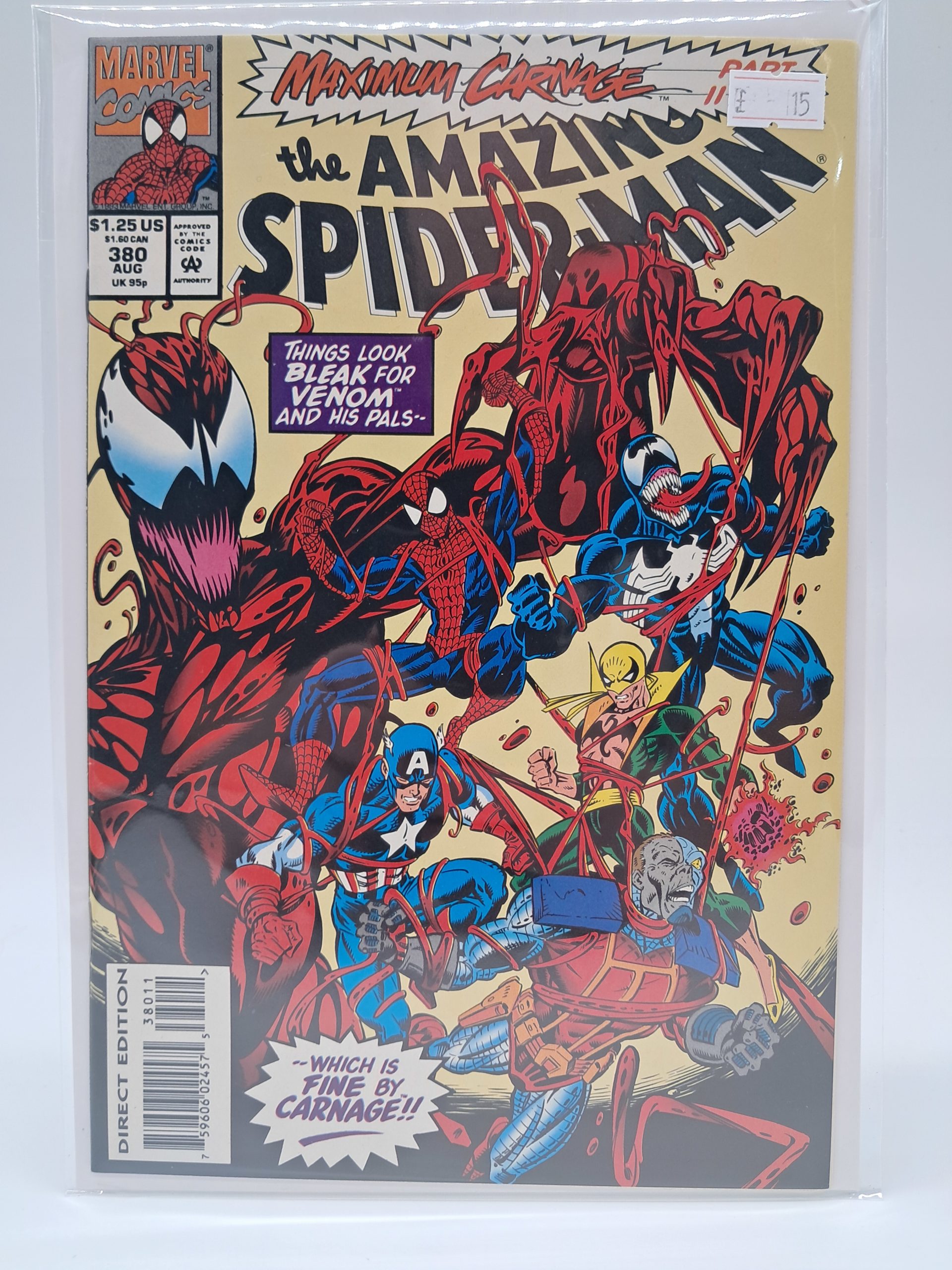 The Amazing Spider-Man #380, Marvel Comics – Maximum Carnage Part 11 – Direct Edition – 1993