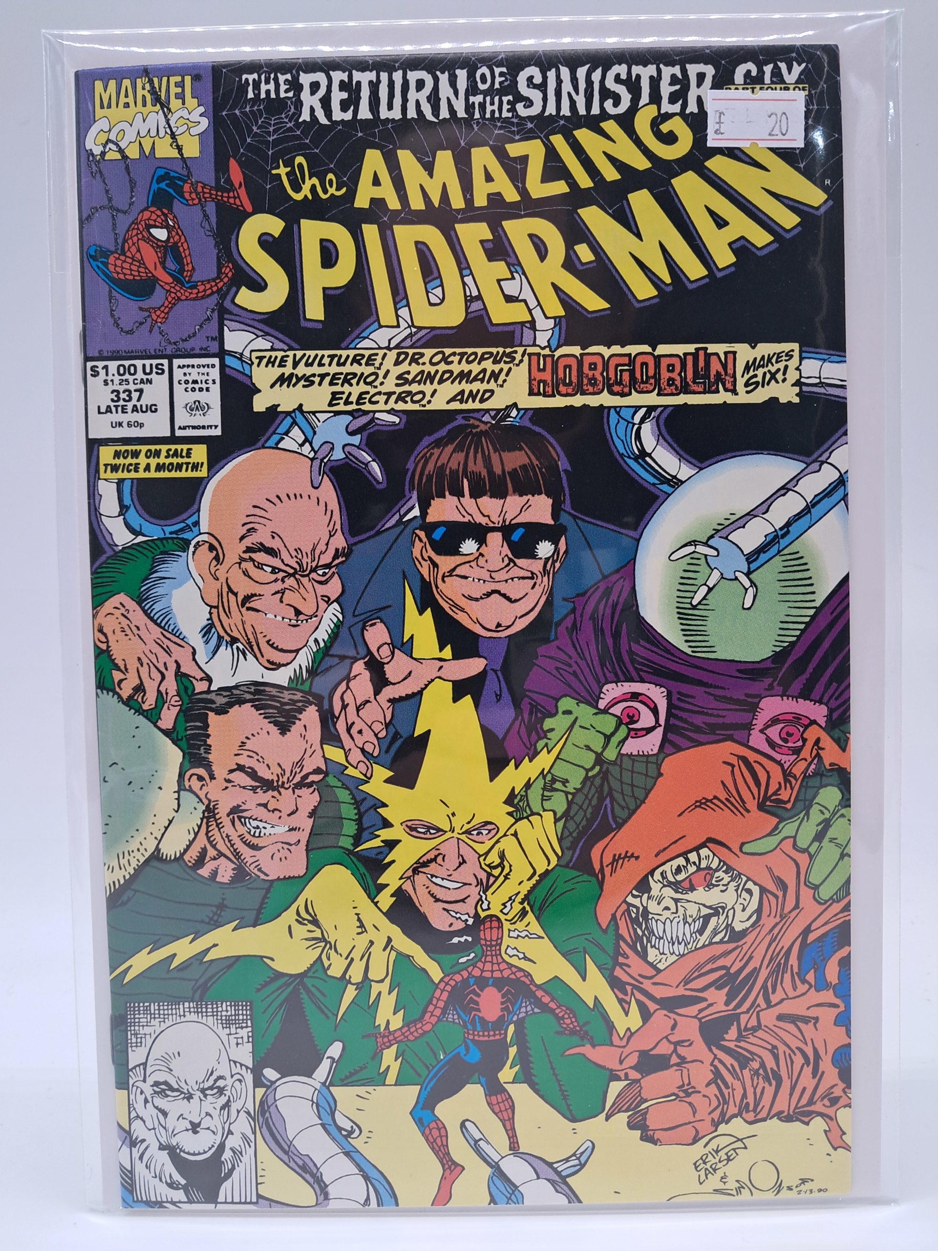 The Amazing Spider-Man #337, Marvel Comics – Return of the Sinister Six Part 4 – Direct Edition – 1990
