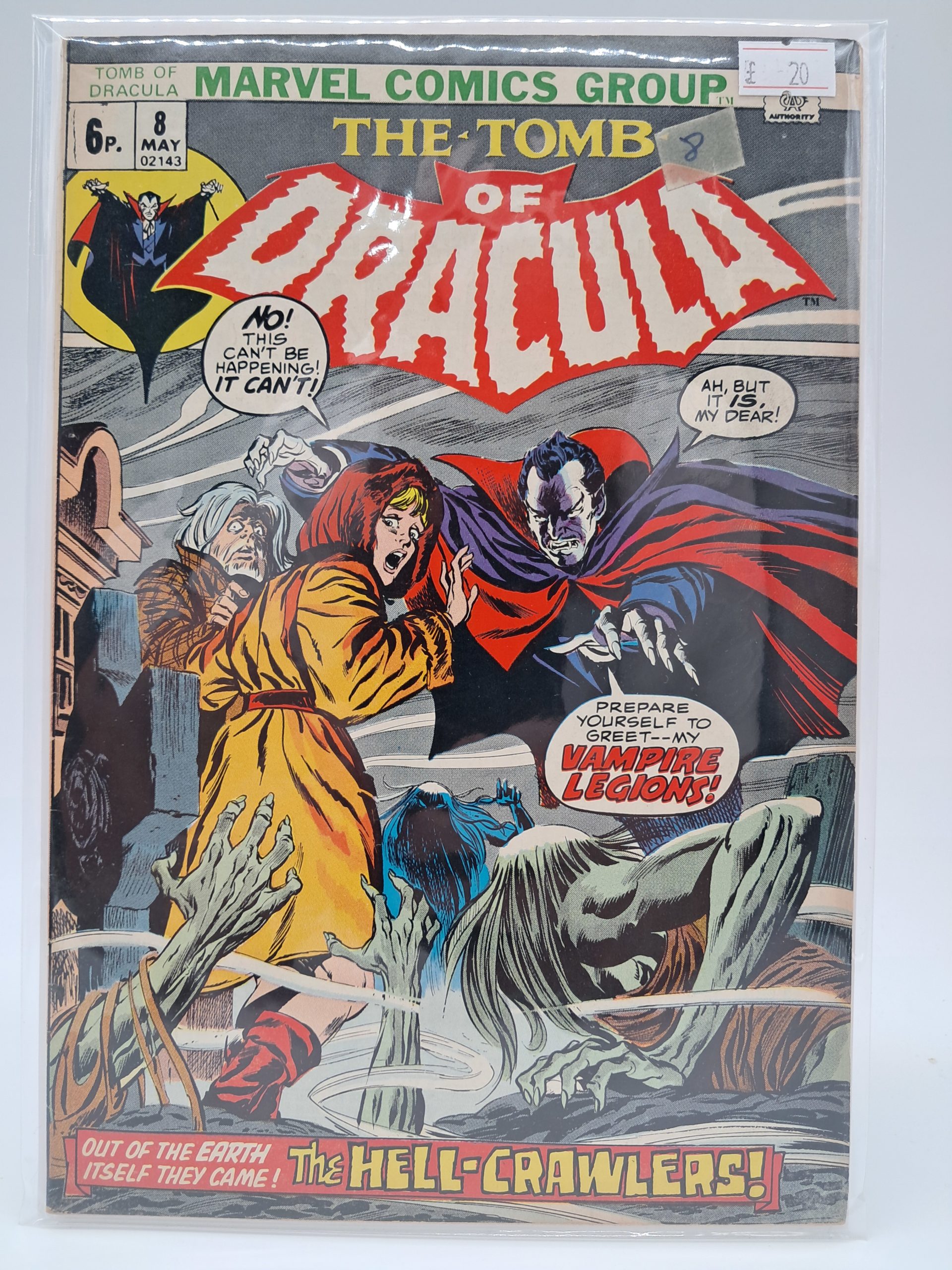 The Tomb of Dracula #8, Marvel Comics – UK Price Variant – Bronze Age Comic – 1973