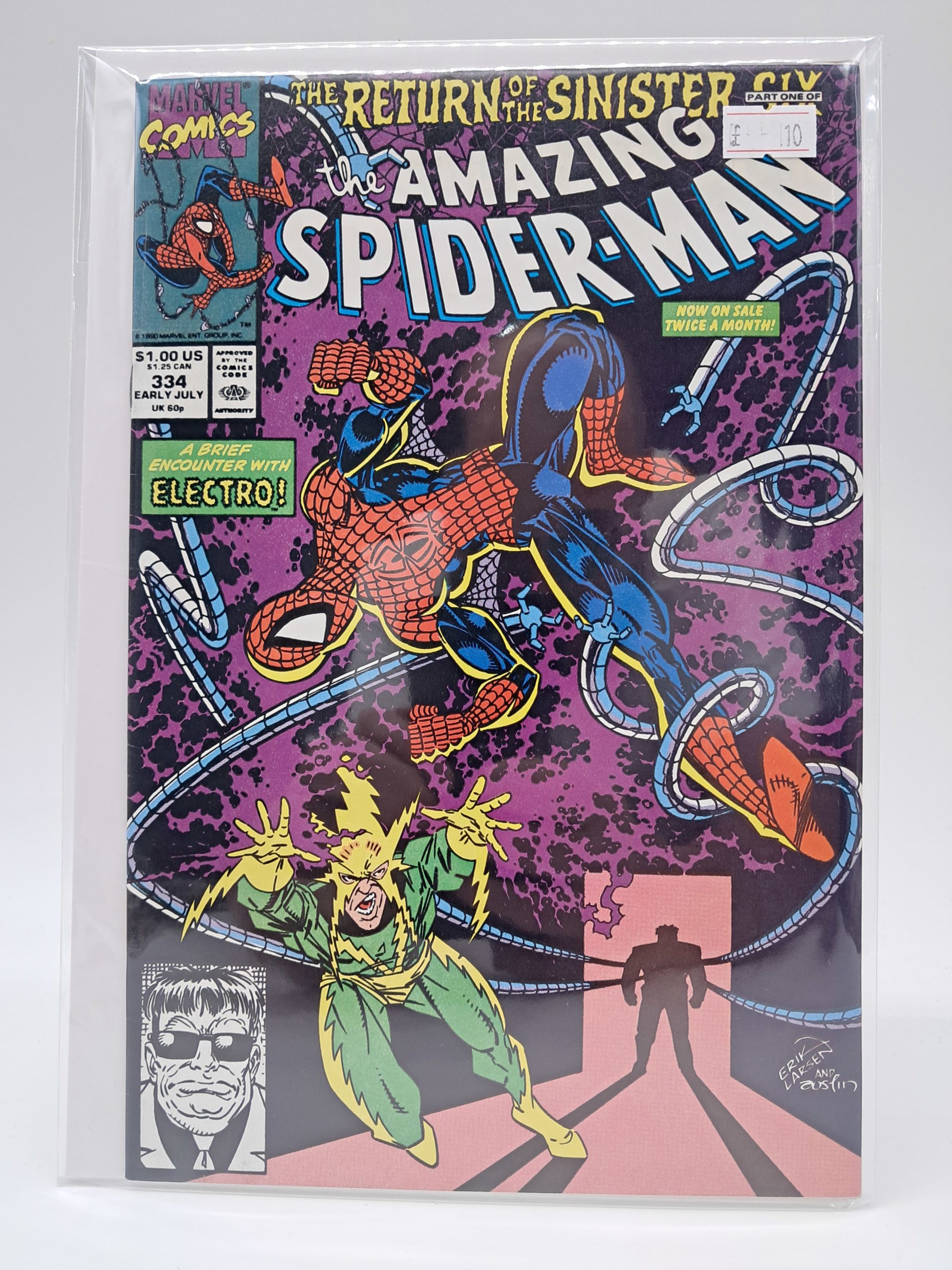 The Amazing Spider-Man #334, Marvel Comics – Return of the Sinister Six Part 1 – Electro – 1990