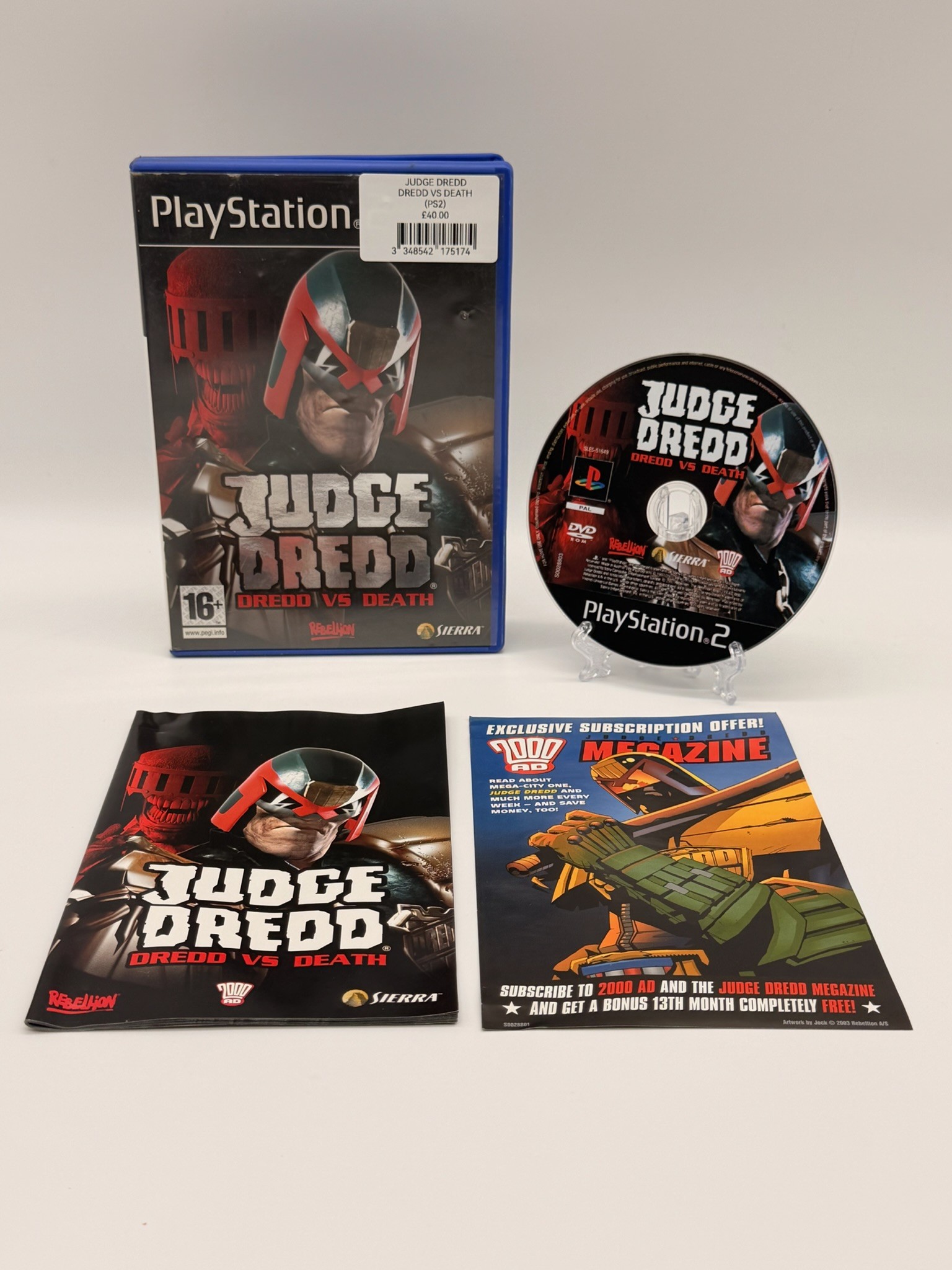 Judge Dredd: Dredd vs. Death (PlayStation 2 PAL) Complete in Box