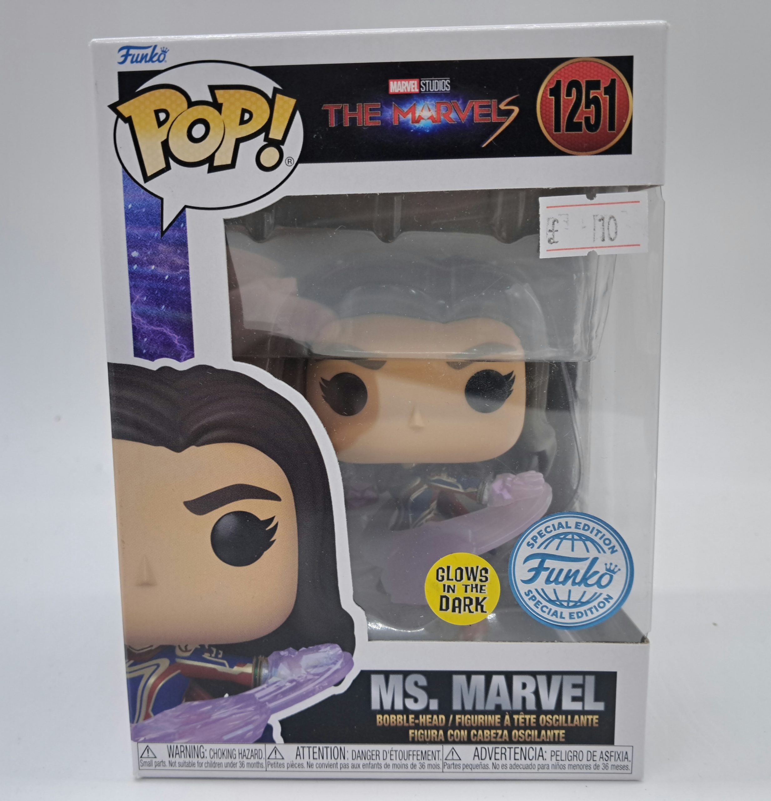 Funko Pop! Marvel Studios: The Marvels - Ms. Marvel #1251 (Bobble-Head, Glow in the Dark Special Edition)